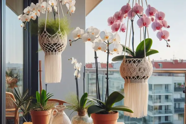 Decoração de Varandas com Dendrobium em Vasos Suspensos para Apartamentos Urbanos