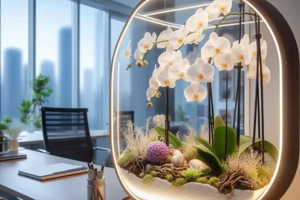 Terrários de Phalaenopsis com Iluminação LED para Escritórios Criativos