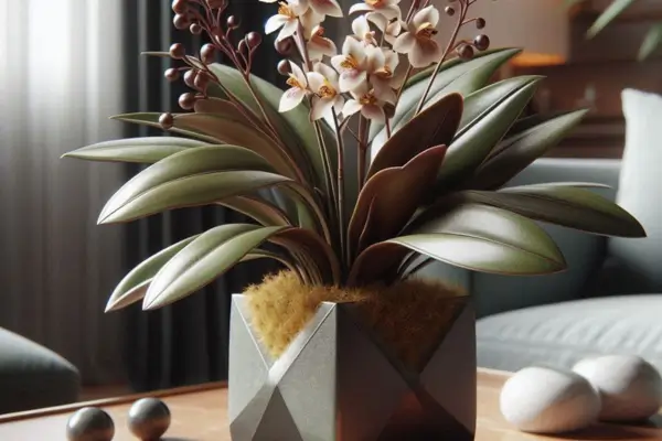 Ludisia discolor em Vasos Geométricos para Decoração Futurista